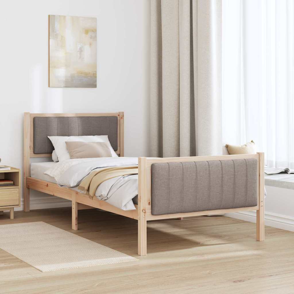 Bettgestell Braun und Taupe 90 x 200 cm Massivholz Kiefer