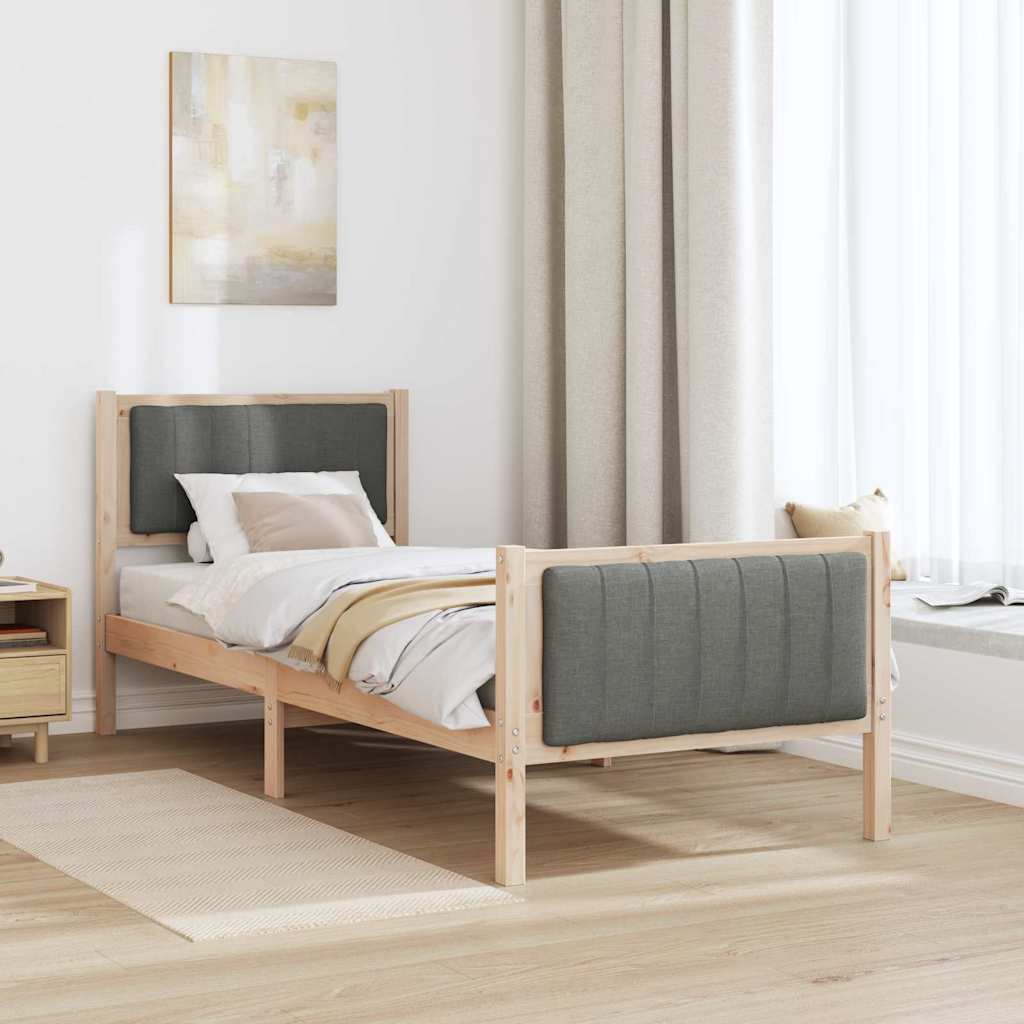 Bettgestell Braun und Dunkelgrau 80 x 200 cm Massivholz Kiefer