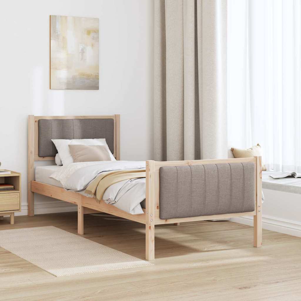 Bettgestell Braun und Taupe 80 x 200 cm Massivholz Kiefer