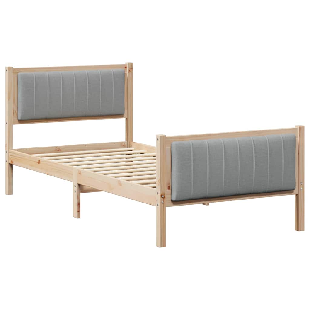 Bettgestell Braun und hellgrau 90 x 190 cm Massivholz Kiefer