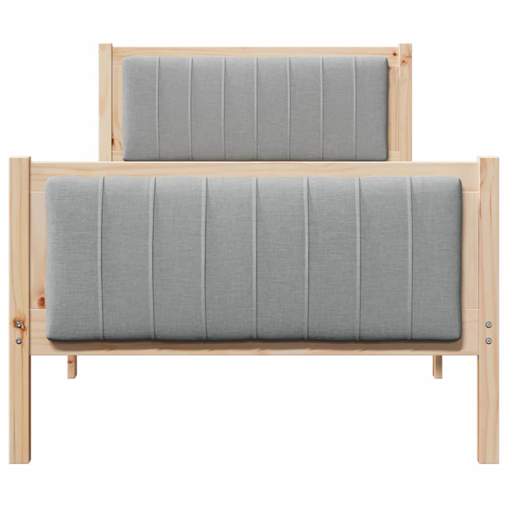Bettgestell Braun und hellgrau 90 x 190 cm Massivholz Kiefer