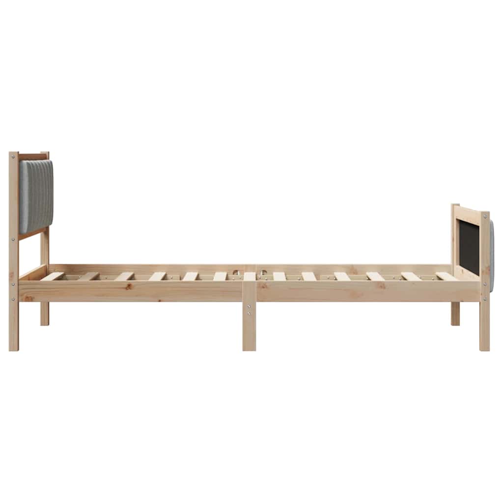 Bettgestell Braun und hellgrau 90 x 190 cm Massivholz Kiefer