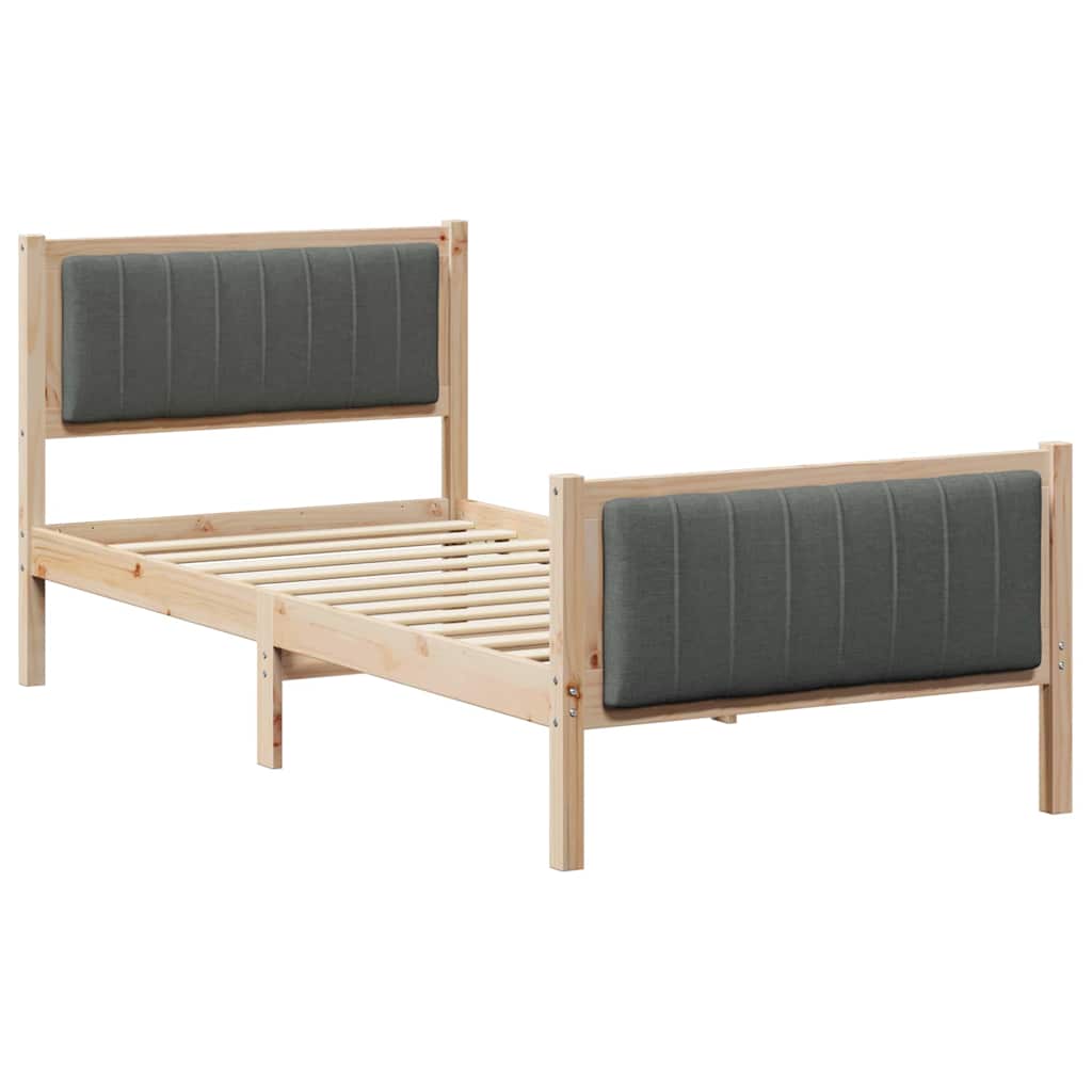 Bettgestell Braun und Dunkelgrau 90 x 190 cm Massivholz Kiefer