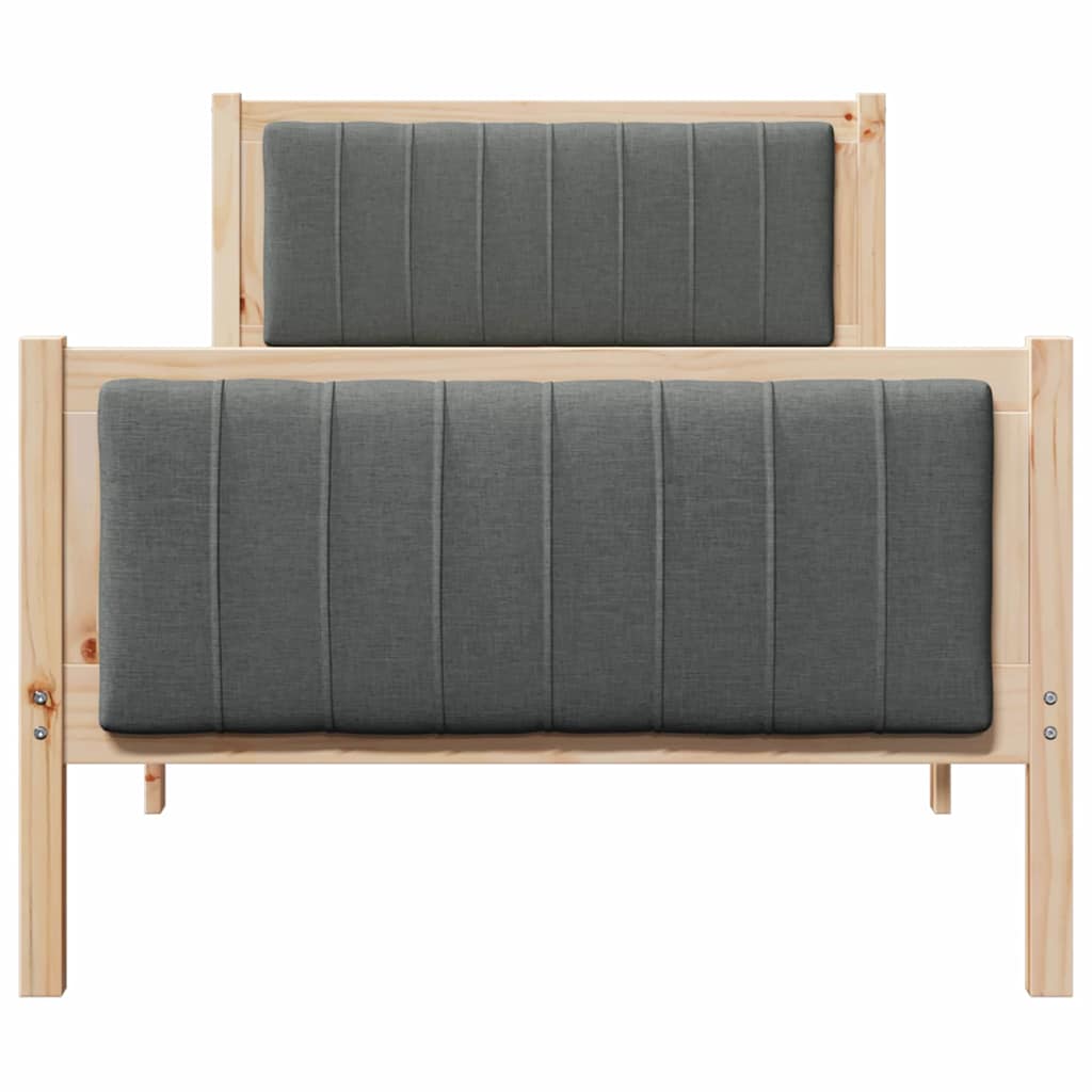 Bettgestell Braun und Dunkelgrau 90 x 190 cm Massivholz Kiefer