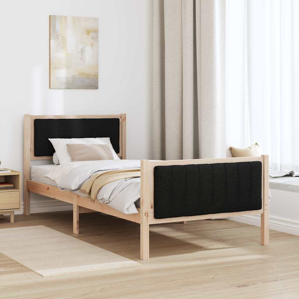 Bettgestell Braun und Schwarz 90 x 190 cm Massivholz Kiefer