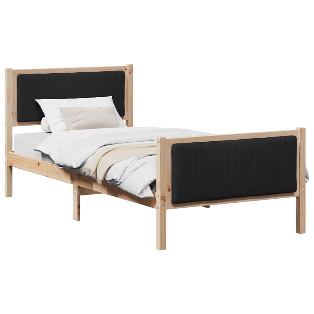 Bettgestell Braun und Schwarz 90 x 190 cm Massivholz Kiefer