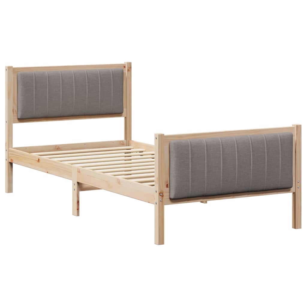 Bettgestell Braun und Taupe 90 x 190 cm Massivholz Kiefer
