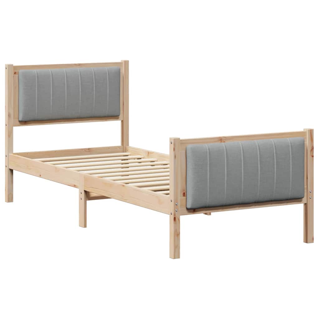 Bettgestell Braun und hellgrau 75 x 190 cm Massivholz Kiefer