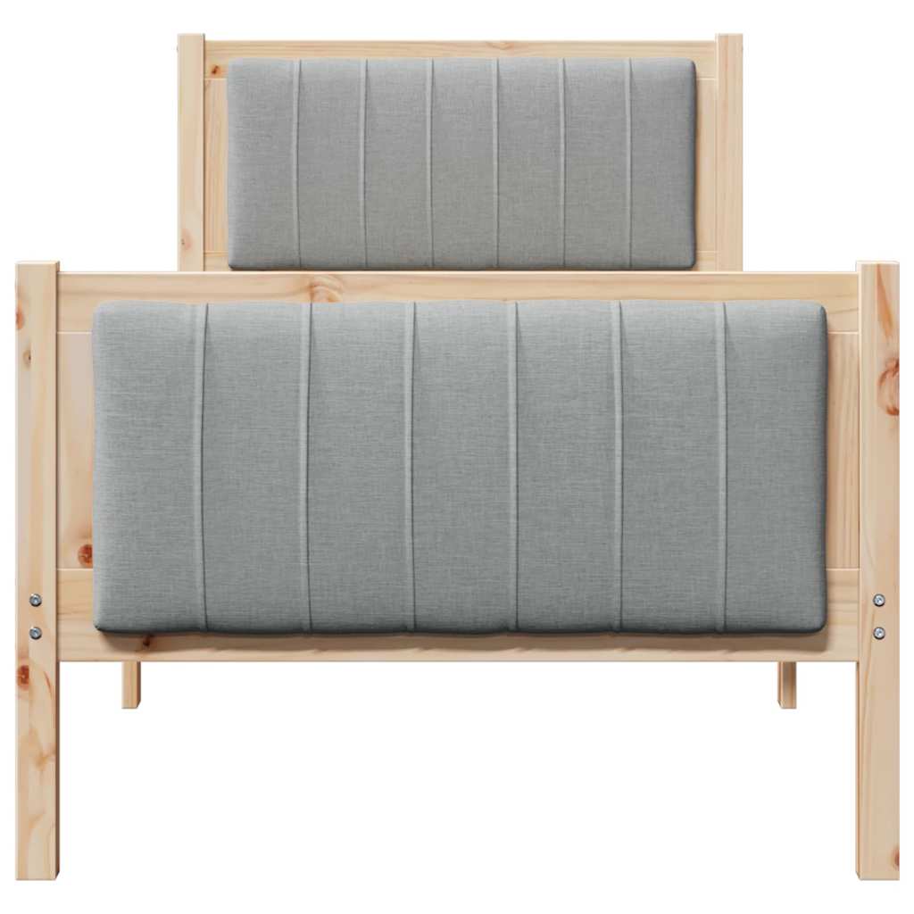 Bettgestell Braun und hellgrau 75 x 190 cm Massivholz Kiefer