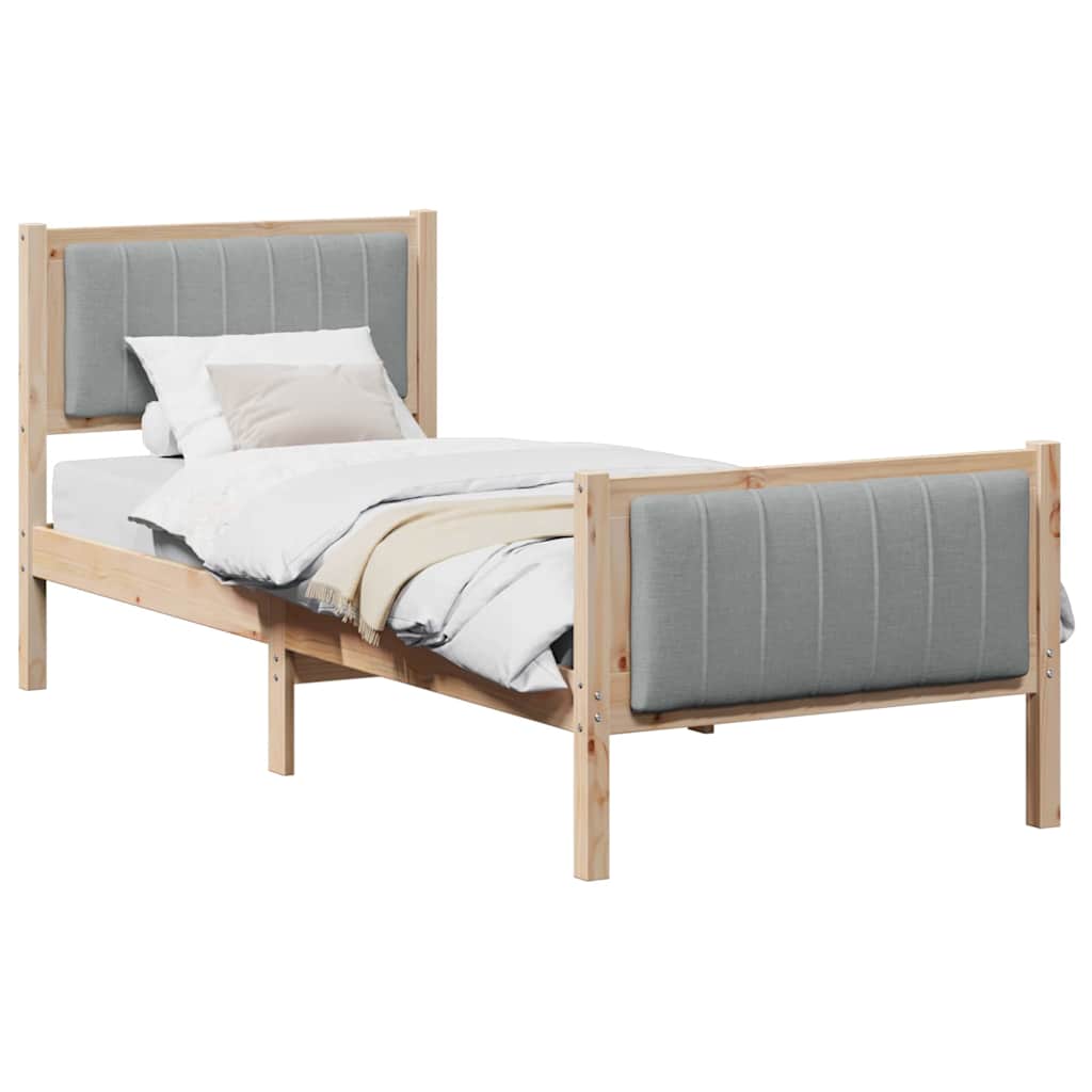 Bettgestell Braun und hellgrau 75 x 190 cm Massivholz Kiefer