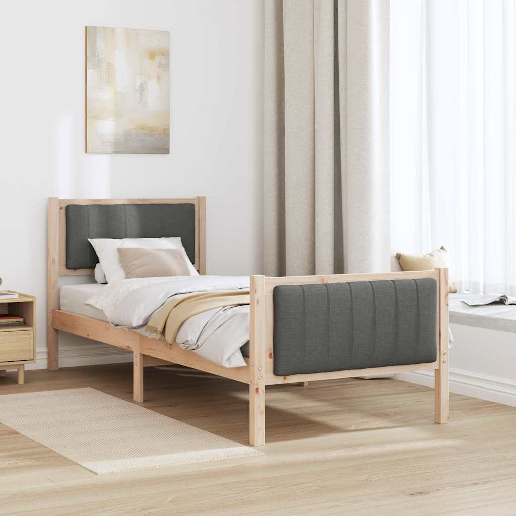 Bettgestell Braun und Dunkelgrau 75 x 190 cm Massivholz Kiefer