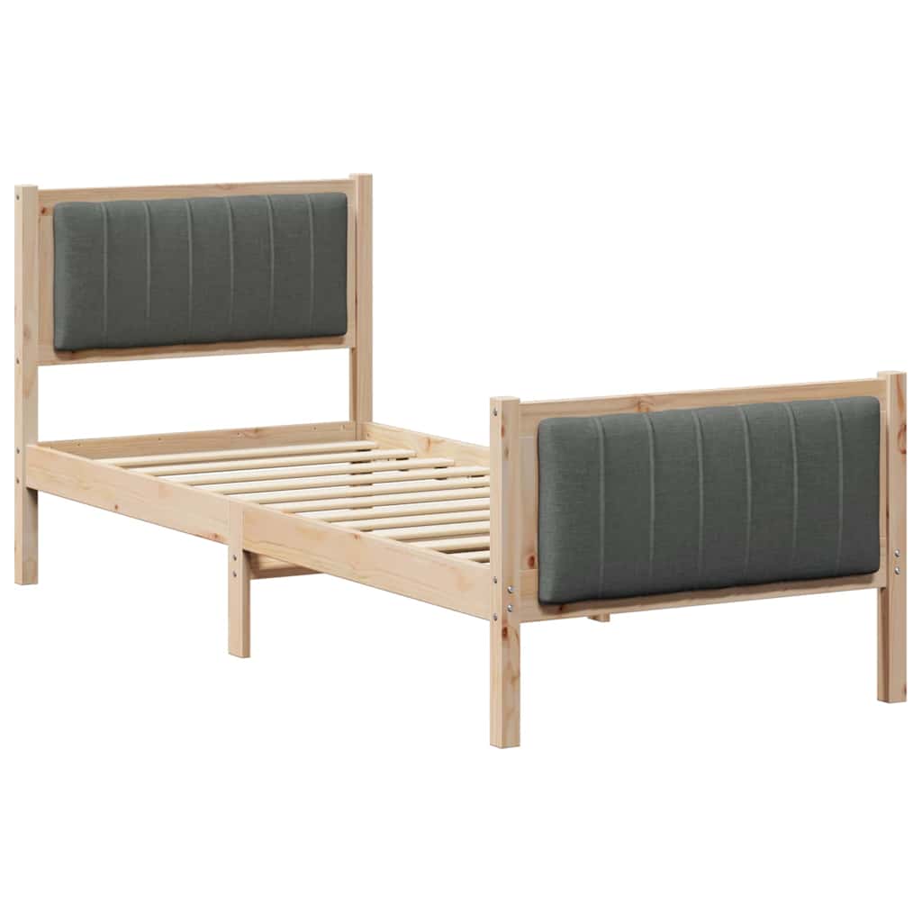 Bettgestell Braun und Dunkelgrau 75 x 190 cm Massivholz Kiefer