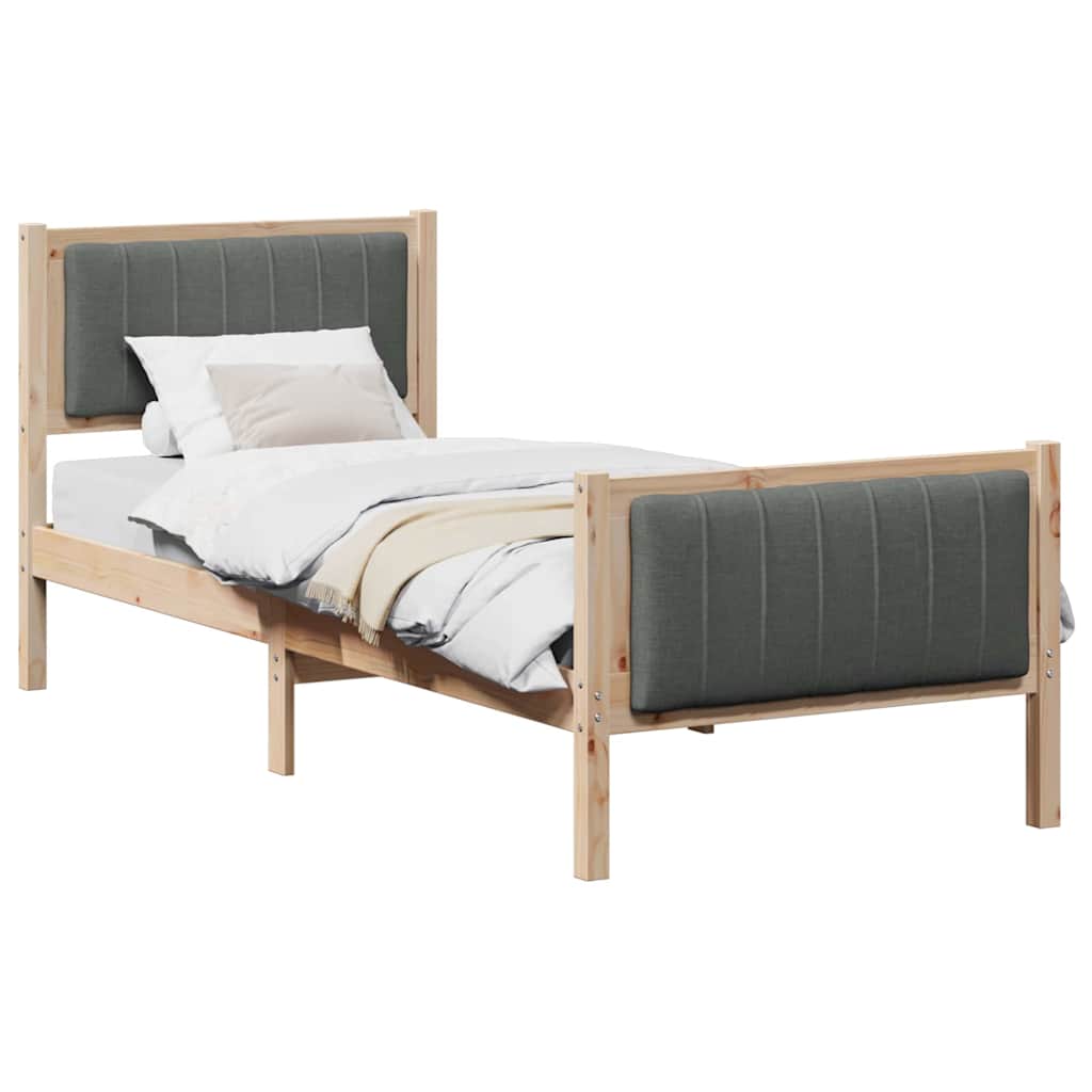 Bettgestell Braun und Dunkelgrau 75 x 190 cm Massivholz Kiefer