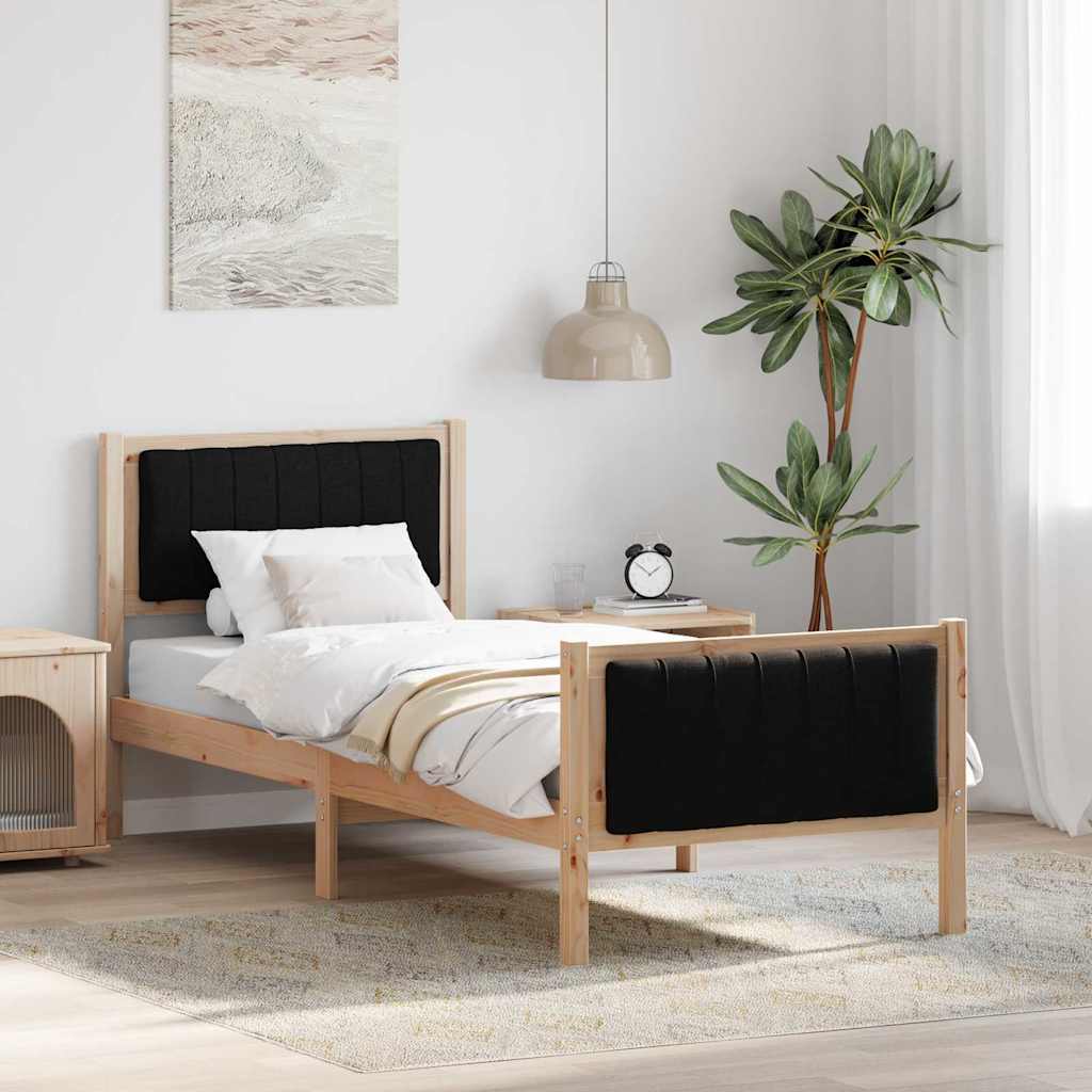 Bettgestell Braun und Schwarz 75 x 190 cm Massivholz Kiefer