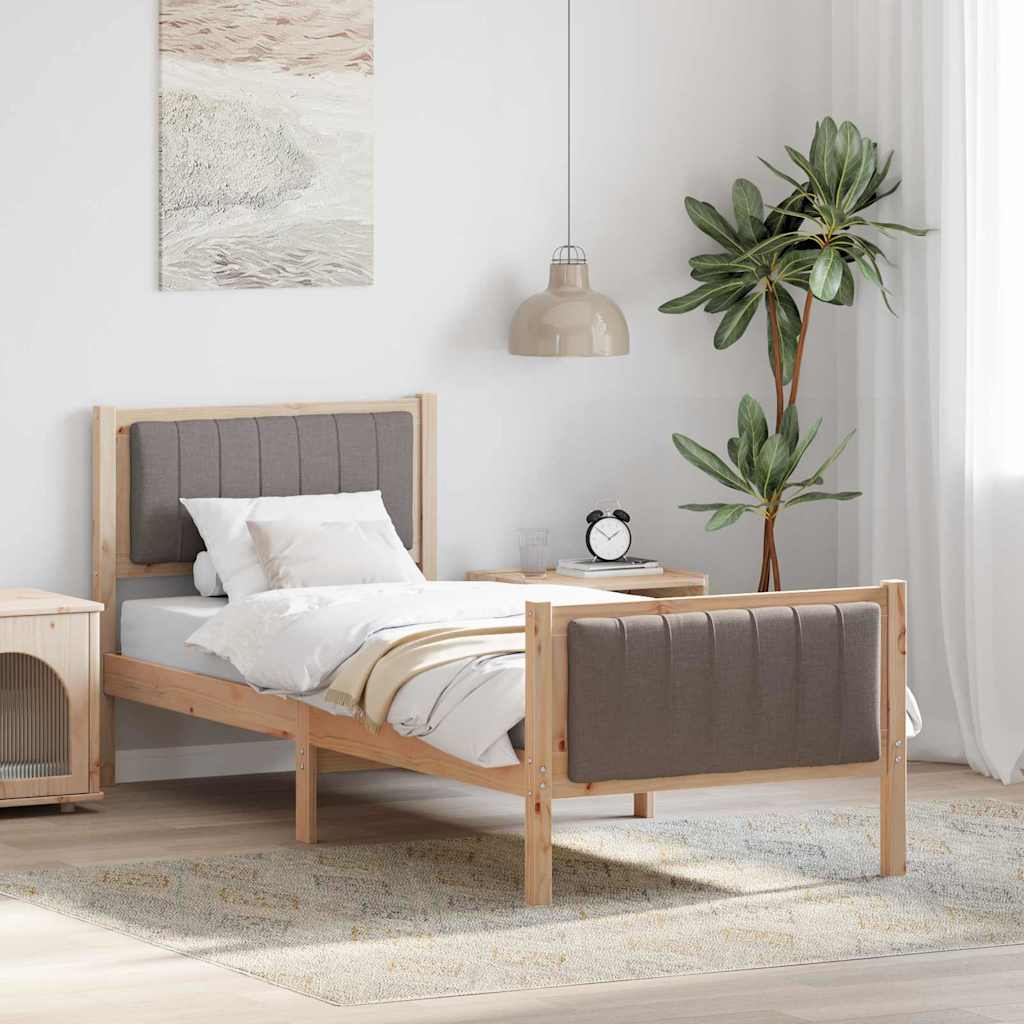Bettgestell Braun und Taupe 75 x 190 cm Massivholz Kiefer