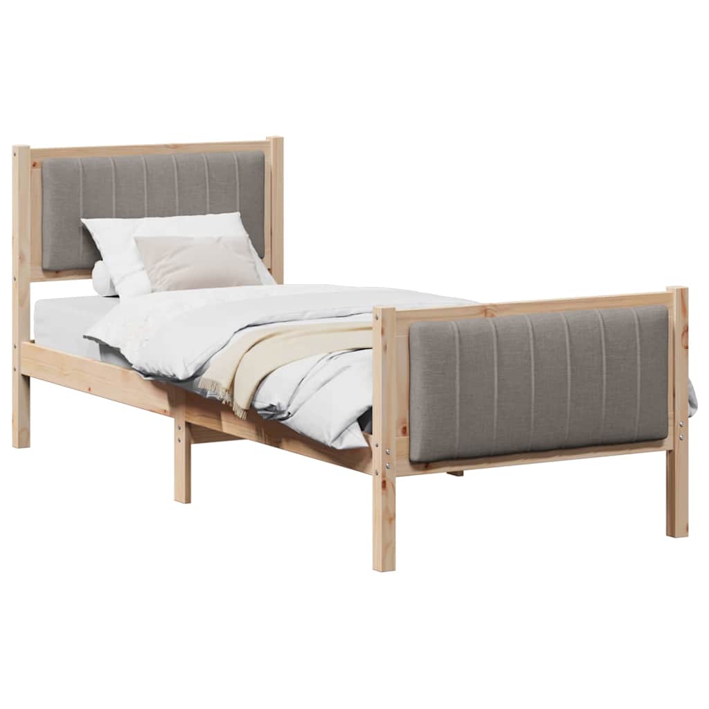 Bettgestell Braun und Taupe 75 x 190 cm Massivholz Kiefer