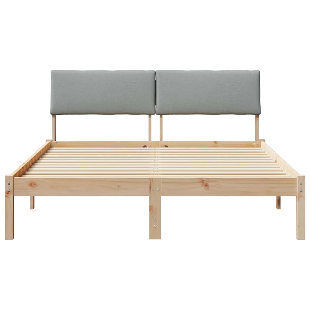 Bettgestell Braun und hellgrau 160 x 200 cm Massivholz Kiefer