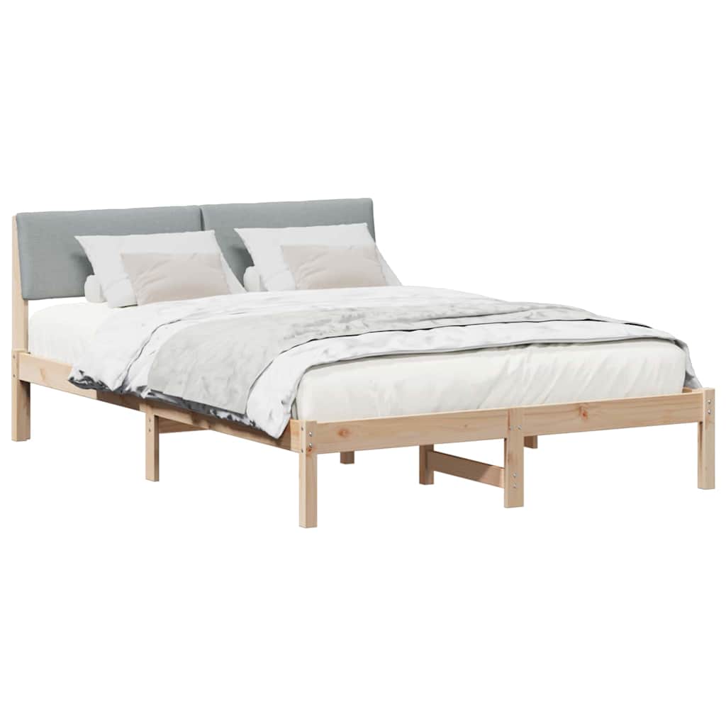 Bettgestell Braun und hellgrau 160 x 200 cm Massivholz Kiefer
