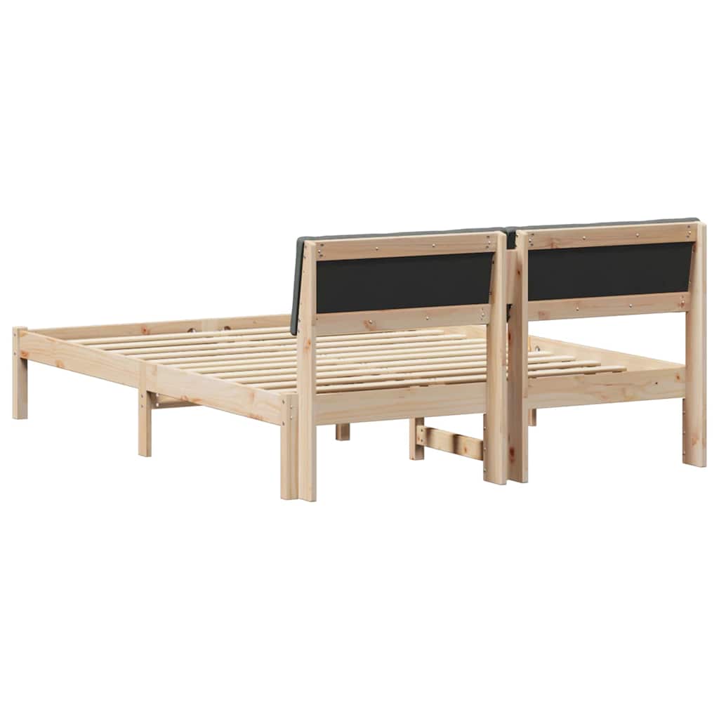 Bettgestell Braun und Dunkelgrau 150 x 200 cm Massivholz Kiefer