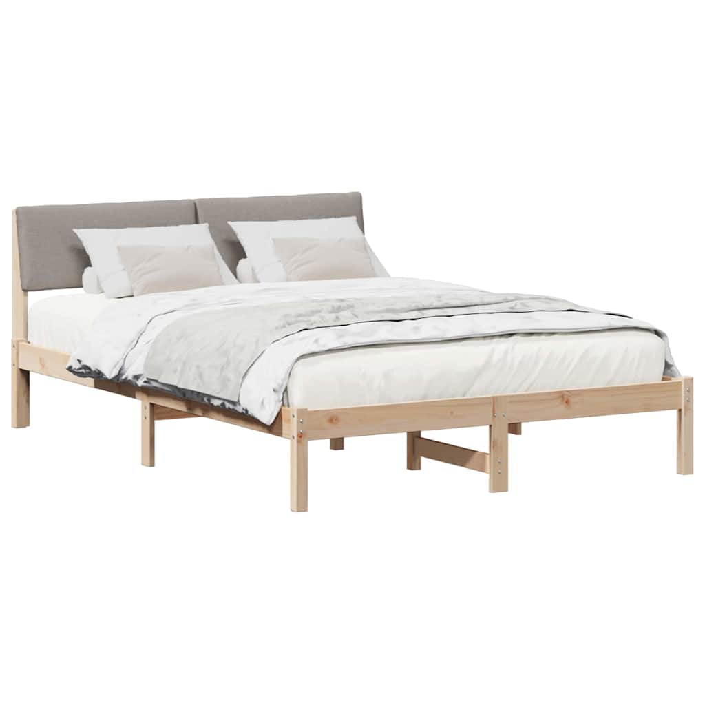 Bettgestell Braun und Taupe 150 x 200 cm Massivholz Kiefer
