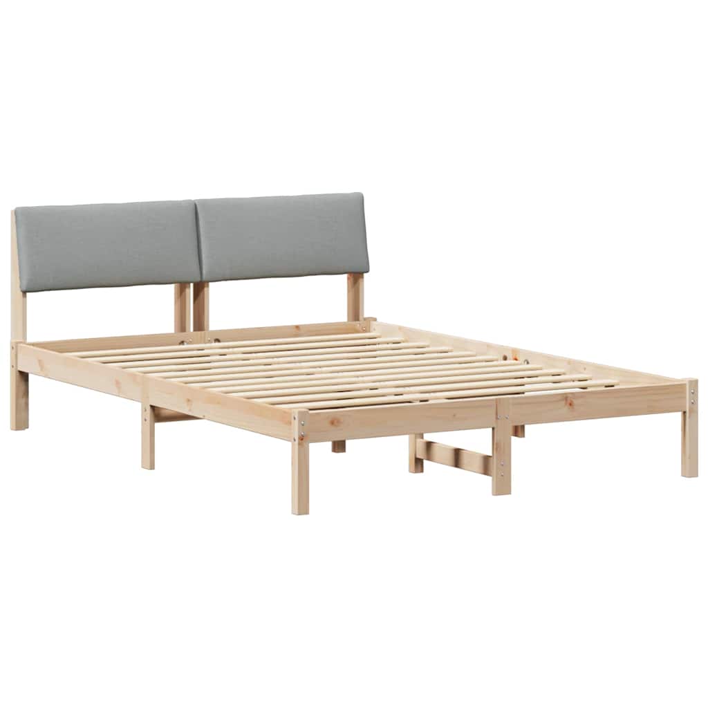 Bettgestell Braun und hellgrau 140 x 200 cm Massivholz Kiefer