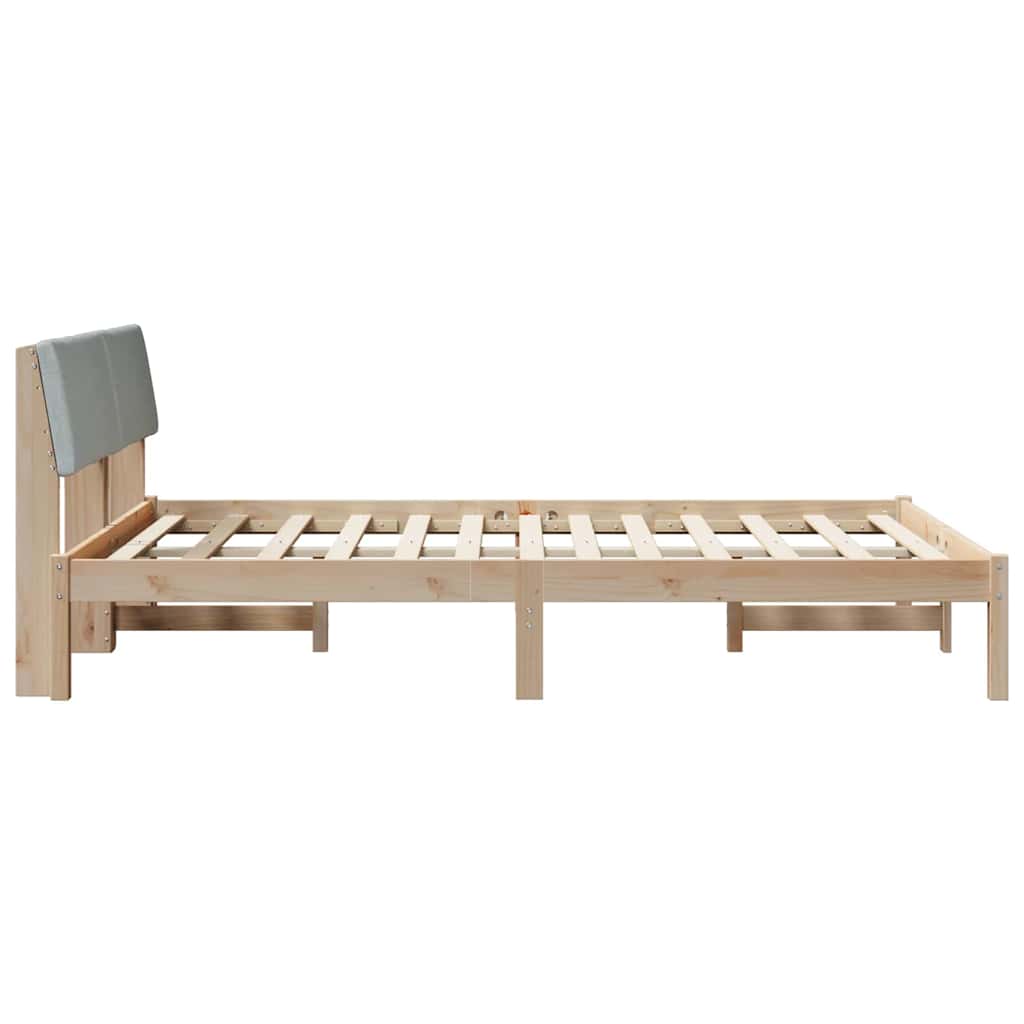 Bettgestell Braun und hellgrau 140 x 200 cm Massivholz Kiefer
