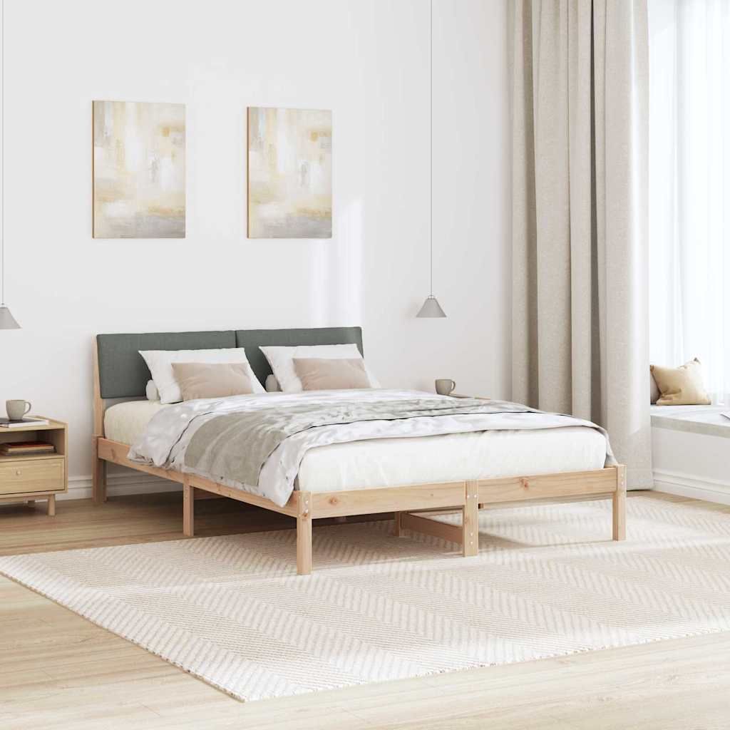 Bettgestell Braun und Dunkelgrau 140 x 200 cm Massivholz Kiefer