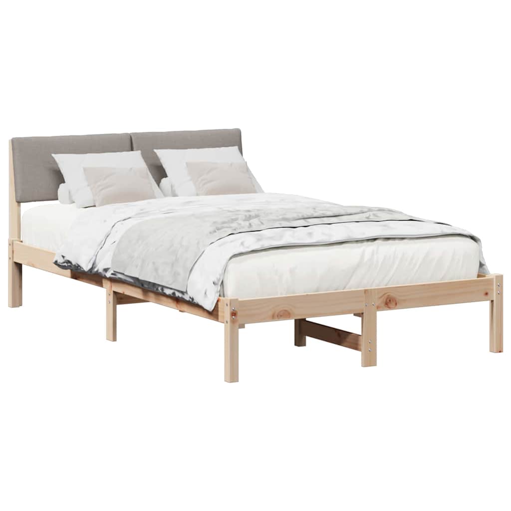 Bettgestell Braun und Taupe 120 x 200 cm Massivholz Kiefer