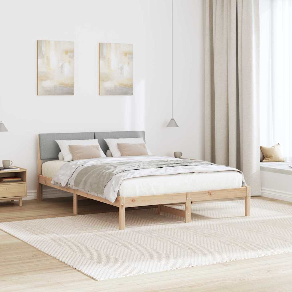 Bettgestell Braun und hellgrau 140 x 190 cm Massivholz Kiefer