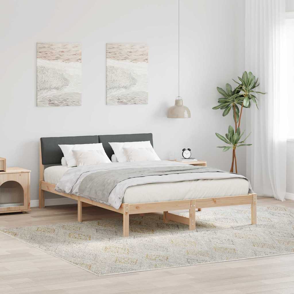Bettgestell Braun und Dunkelgrau 140 x 190 cm Massivholz Kiefer
