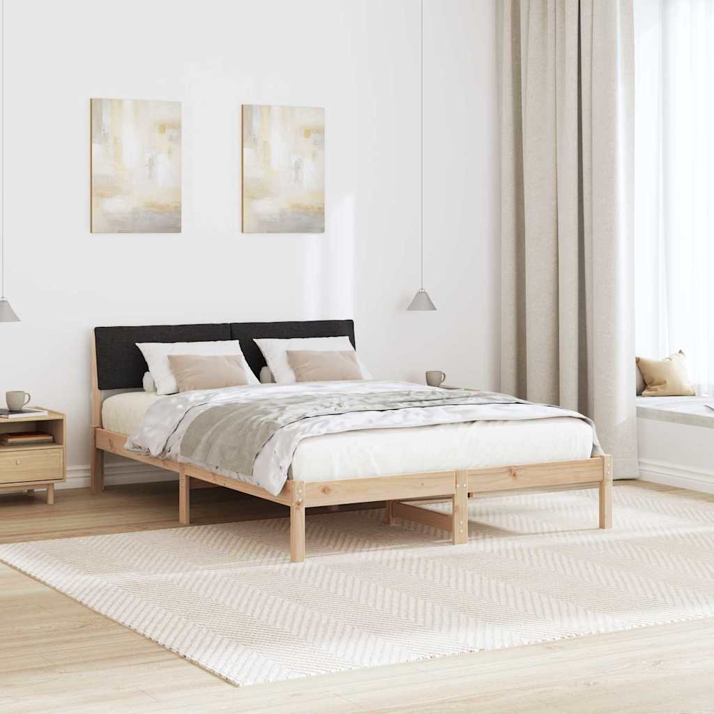 Bettgestell Braun und Schwarz 140 x 190 cm Massivholz Kiefer