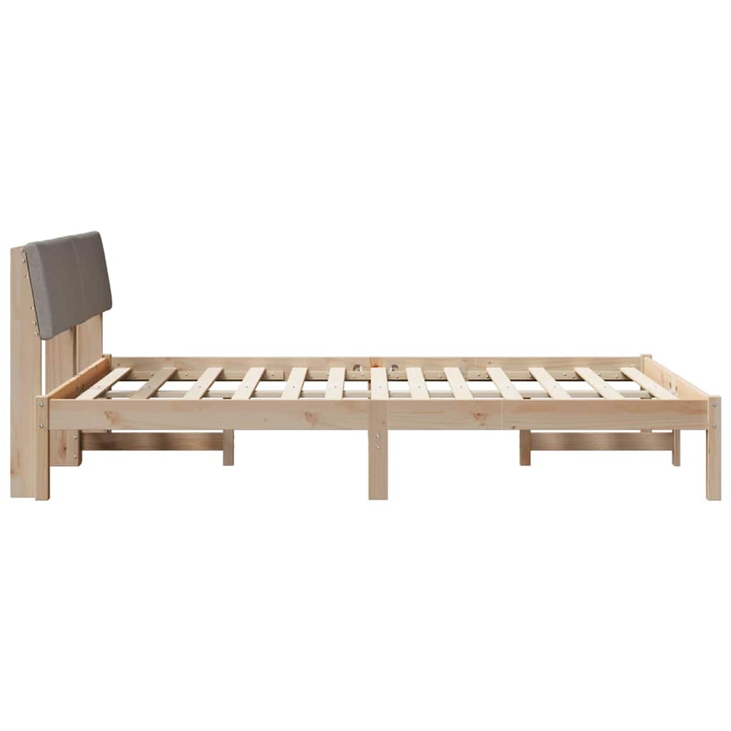 Bettgestell Braun und Taupe 140 x 190 cm Massivholz Kiefer