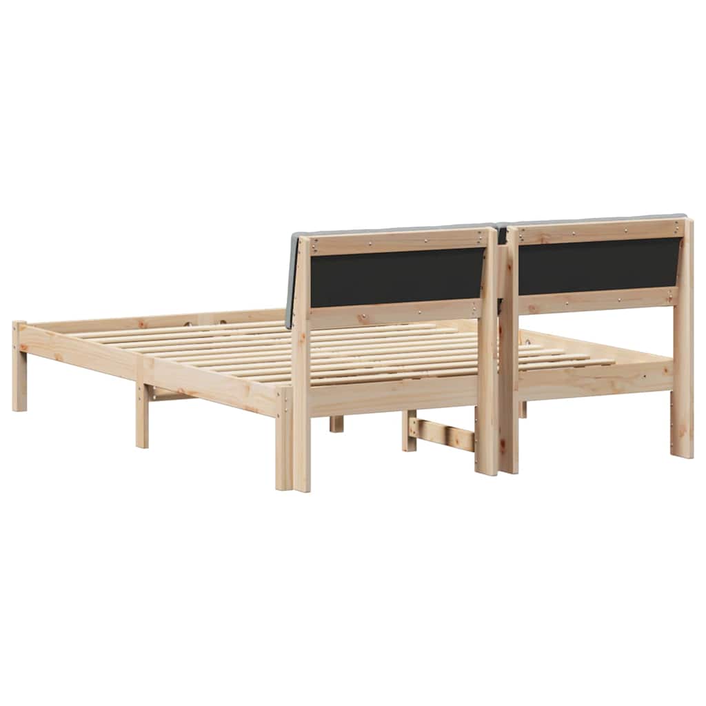 Bettgestell Braun und hellgrau 135 x 190 cm Massivholz Kiefer