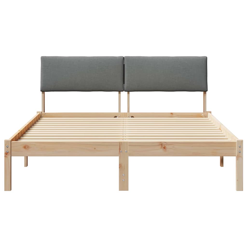 Bettgestell Braun und Dunkelgrau 135 x 190 cm Massivholz Kiefer