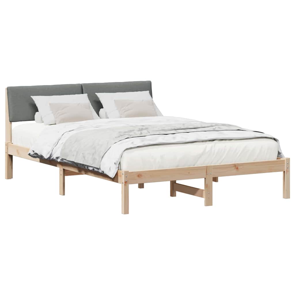 Bettgestell Braun und Dunkelgrau 135 x 190 cm Massivholz Kiefer
