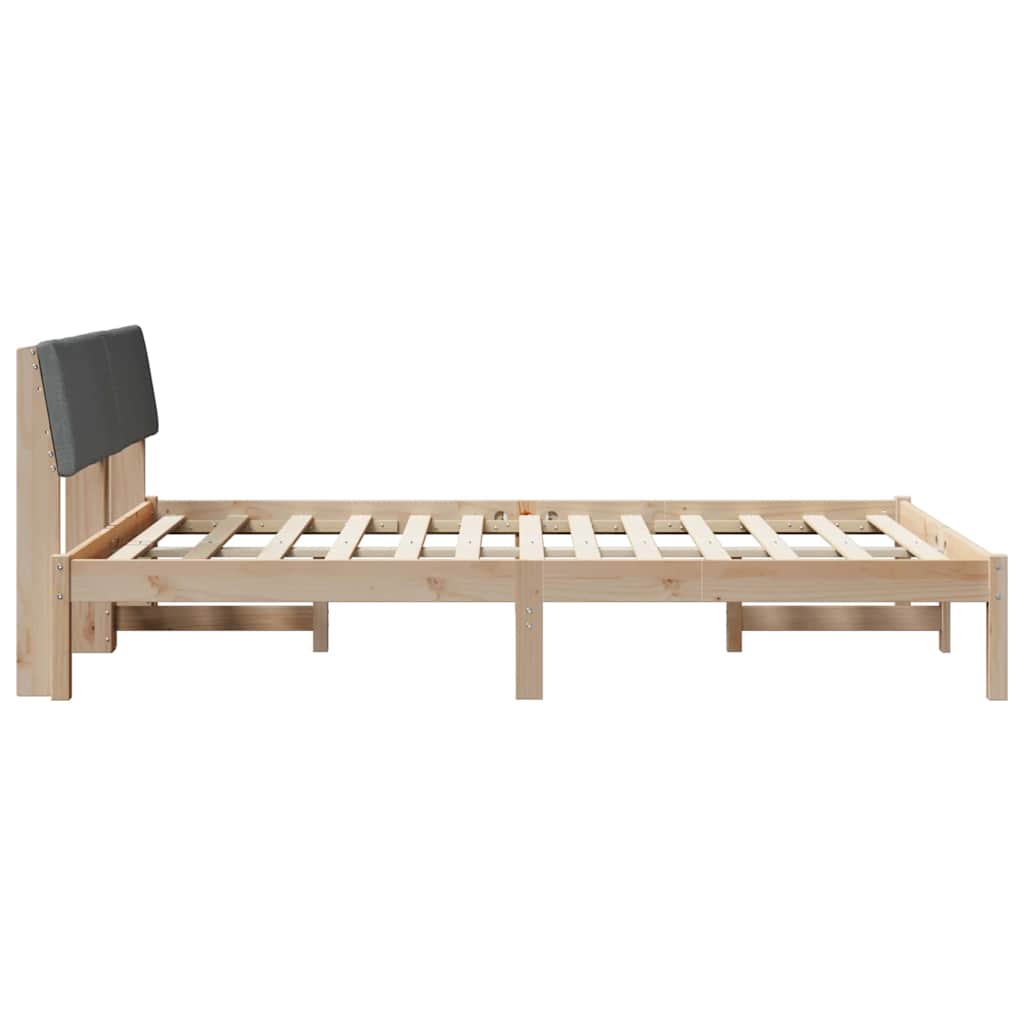 Bettgestell Braun und Dunkelgrau 135 x 190 cm Massivholz Kiefer