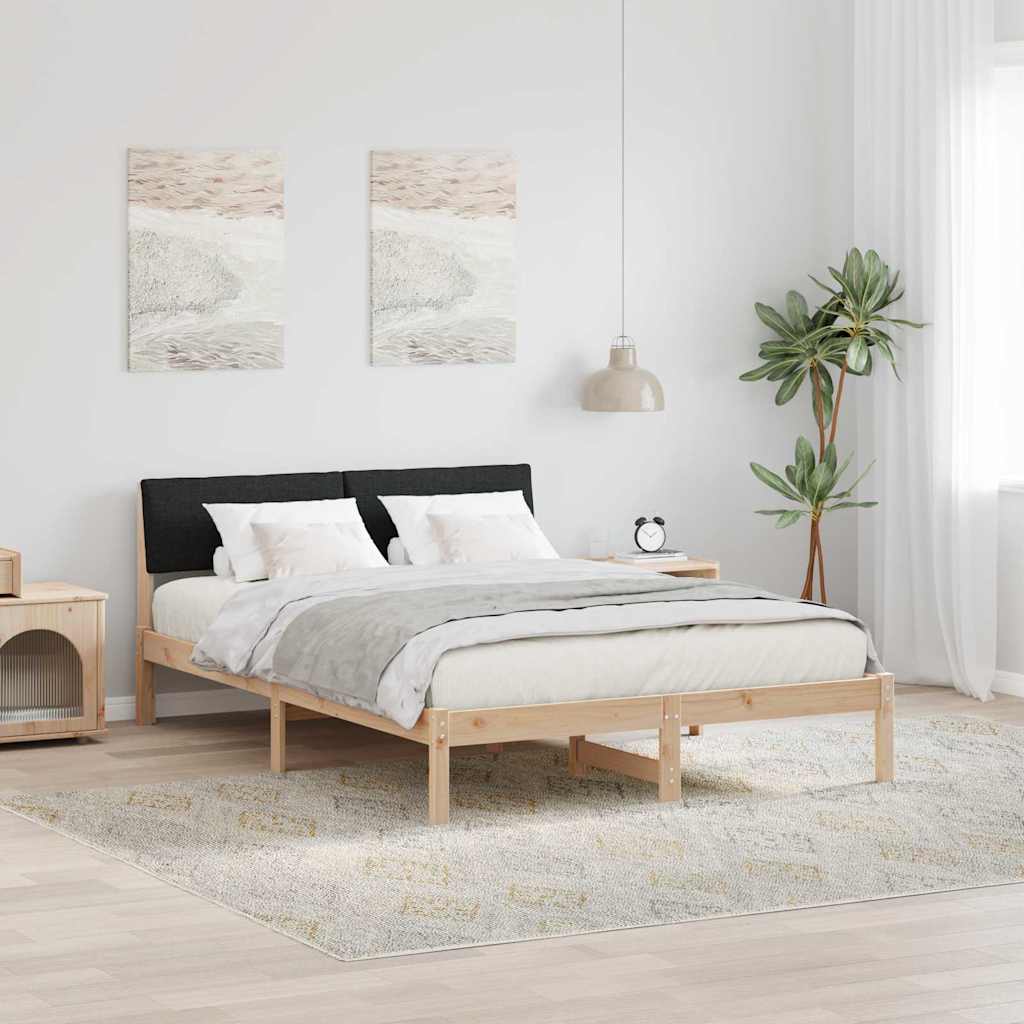 Bettgestell Braun und Schwarz 135 x 190 cm Massivholz Kiefer