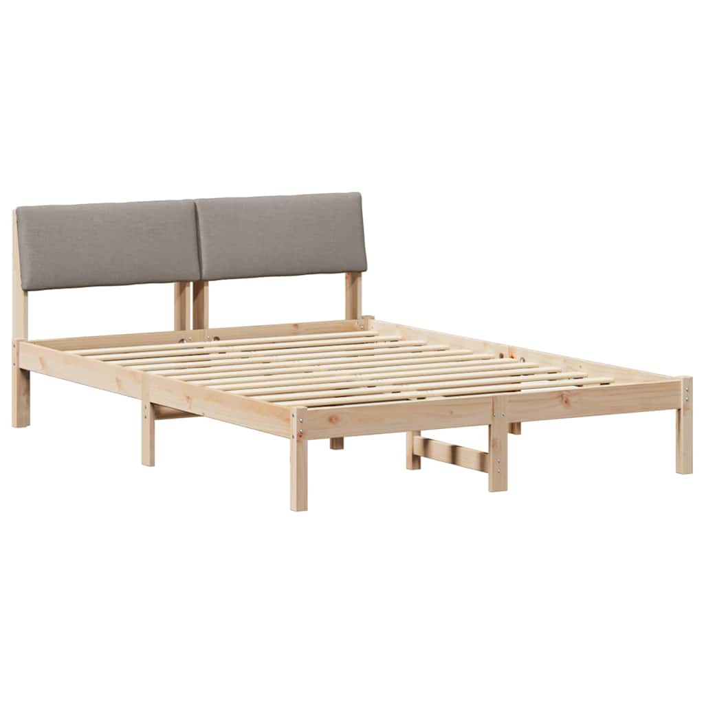 Bettgestell Braun und Taupe 135 x 190 cm Massivholz Kiefer