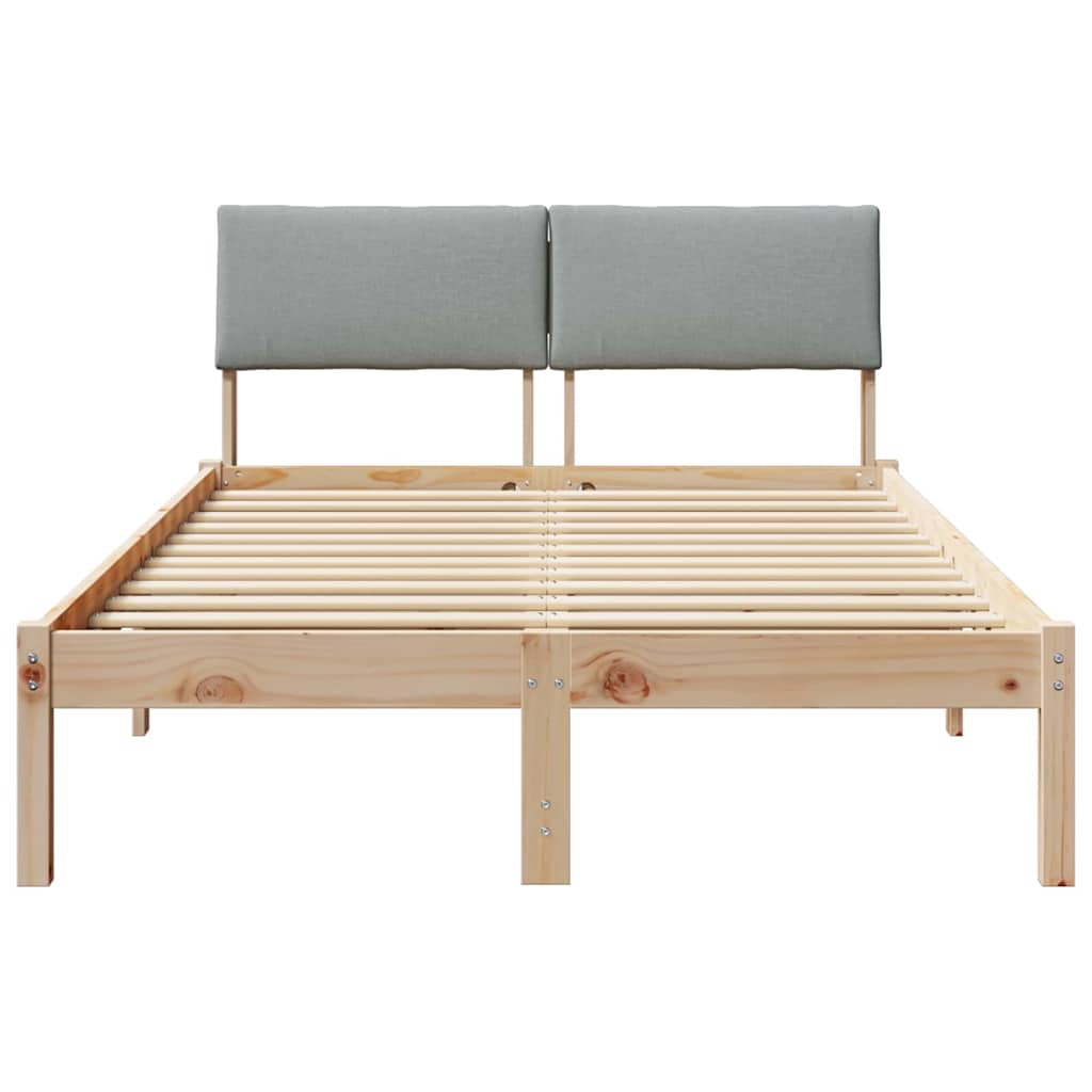 Bettgestell Braun und hellgrau 120 x 190 cm Massivholz Kiefer