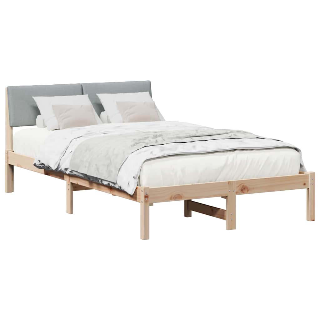 Bettgestell Braun und hellgrau 120 x 190 cm Massivholz Kiefer