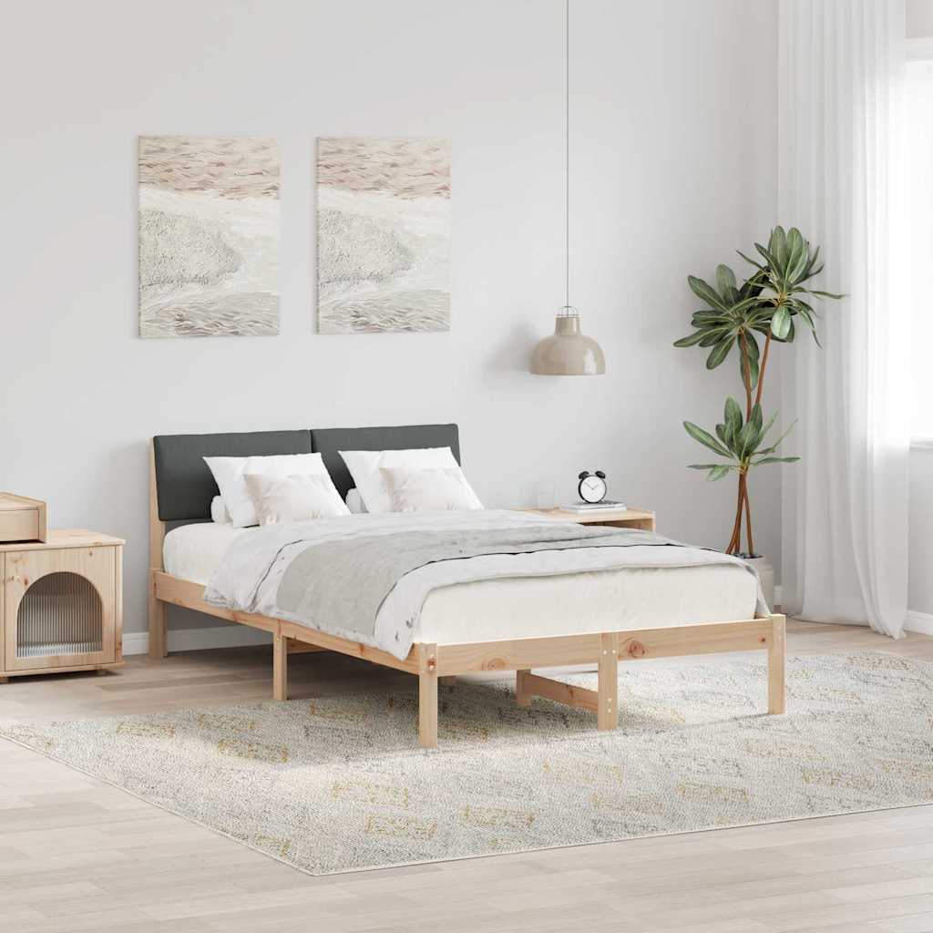 Bettgestell Braun und Dunkelgrau 120 x 190 cm Massivholz Kiefer