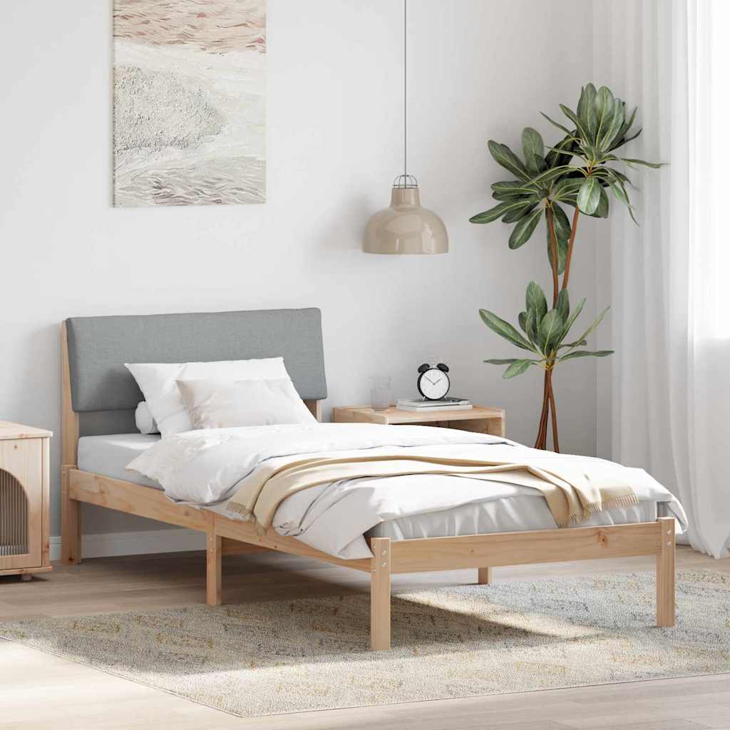 Bettgestell Braun und hellgrau 100 x 200 cm Massivholz Kiefer