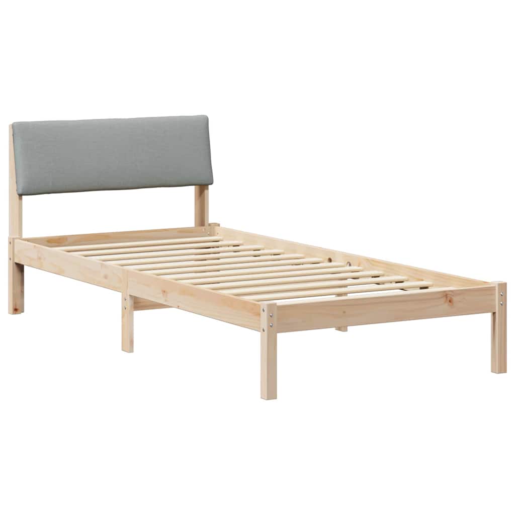 Bettgestell Braun und hellgrau 100 x 200 cm Massivholz Kiefer