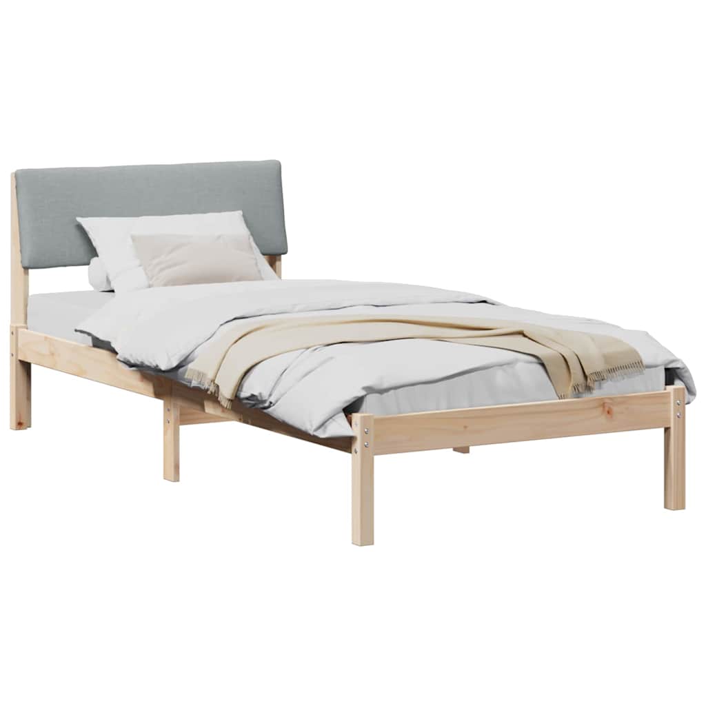 Bettgestell Braun und hellgrau 100 x 200 cm Massivholz Kiefer