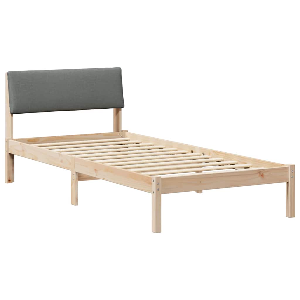 Bettgestell Braun und Dunkelgrau 90 x 200 cm Massivholz Kiefer