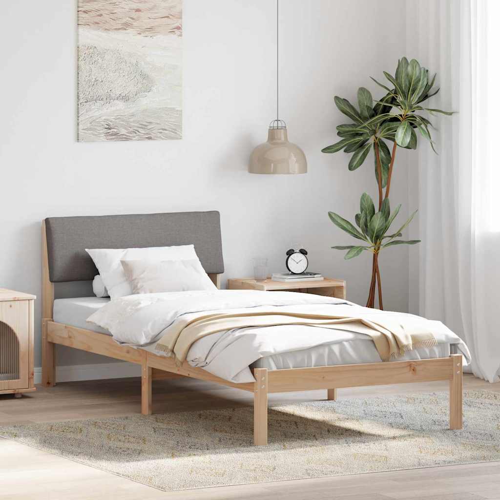 Bettgestell Braun und Taupe 90 x 200 cm Massivholz Kiefer