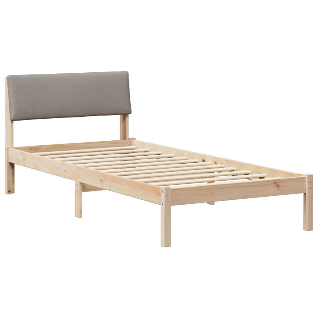 Bettgestell Braun und Taupe 90 x 200 cm Massivholz Kiefer