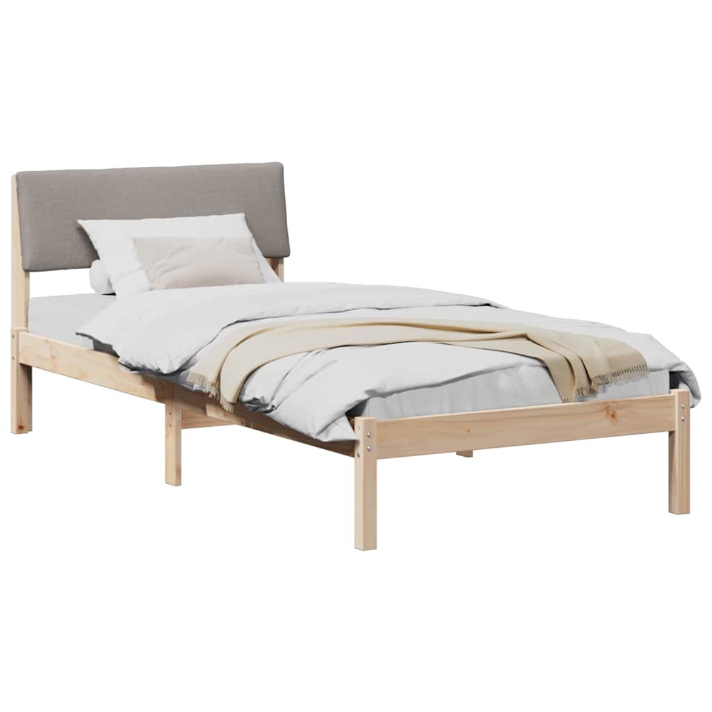 Bettgestell Braun und Taupe 90 x 200 cm Massivholz Kiefer