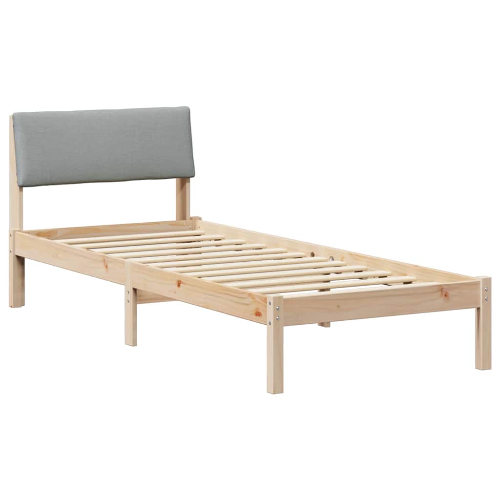 Bettgestell Braun und hellgrau 80 x 200 cm Massivholz Kiefer