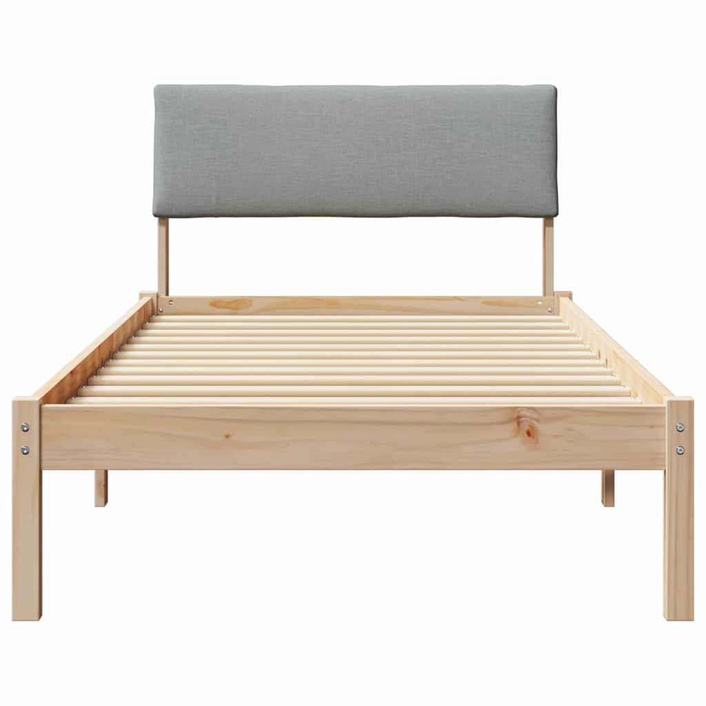 Bettgestell Braun und hellgrau 90 x 190 cm Massivholz Kiefer